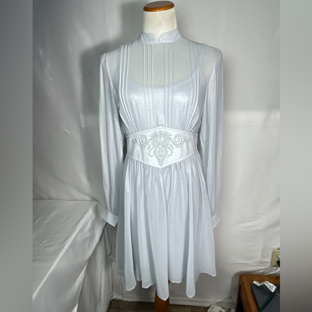 Elegant baby blue Long Sleeve Dress Hot Topic x Beetlejuice movie